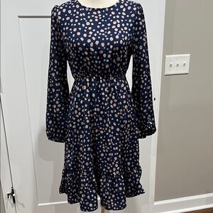 SHEIN Navy and Pink Long Sleeve Dress